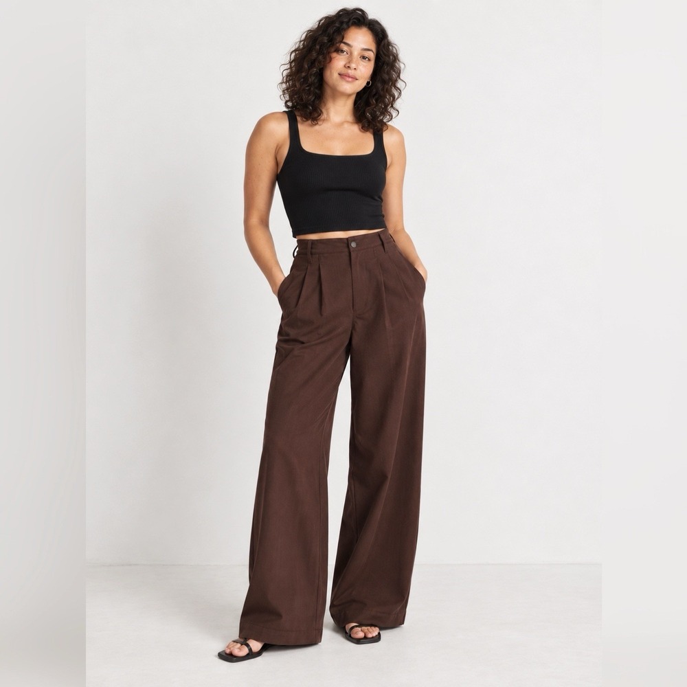 Madewell The Harlow Wide Leg Pants Womens 12 Raisin High Rise Drapey Twill